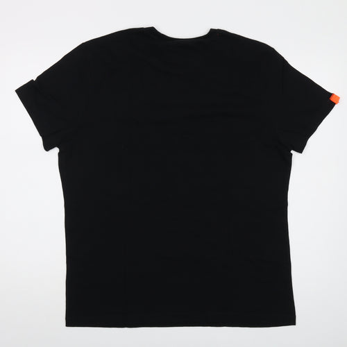 Superdry Mens Black Cotton T-Shirt Size 2XL Crew Neck