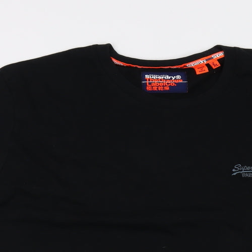Superdry Mens Black Cotton T-Shirt Size 2XL Crew Neck