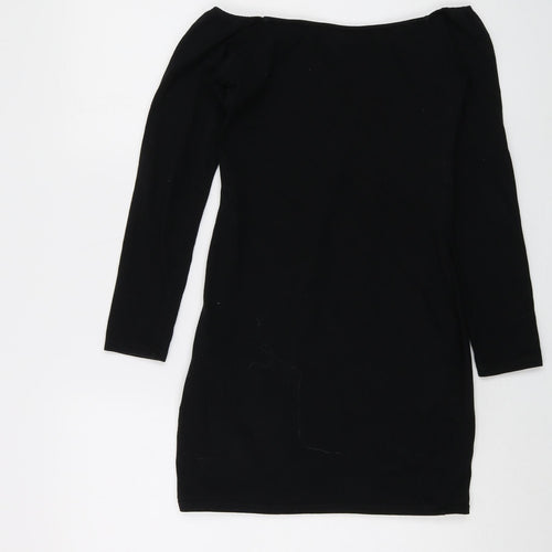 Motel Womens Black Cotton Mini Size S V-Neck Pullover