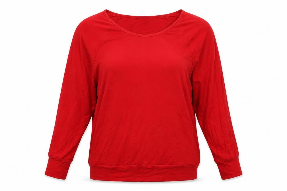 Sonsandar Womens Red Viscose Basic Blouse Size 10 Round Neck