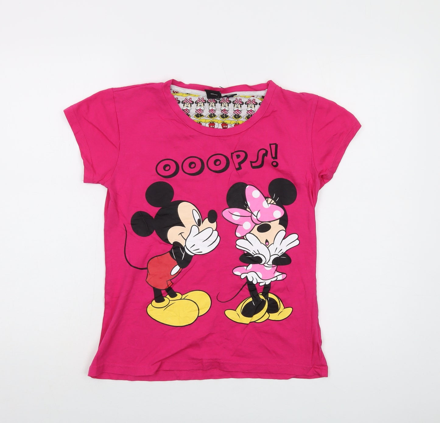 Disney Womens Pink Cotton Basic T-Shirt Size 6 Crew Neck - Mickey Mouse