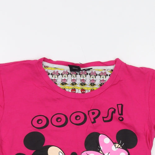 Disney Womens Pink Cotton Basic T-Shirt Size 6 Crew Neck - Mickey Mouse