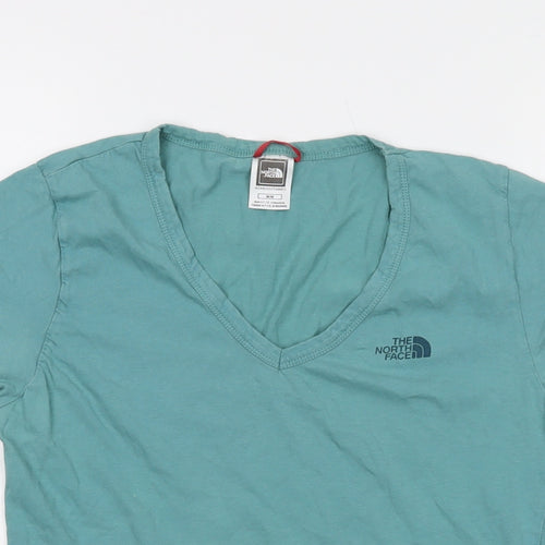 The North Face Womens Green Cotton Basic T-Shirt Size M V-Neck