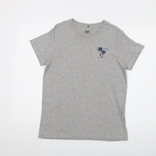 Lee Mens Grey Cotton T-Shirt Size L Crew Neck