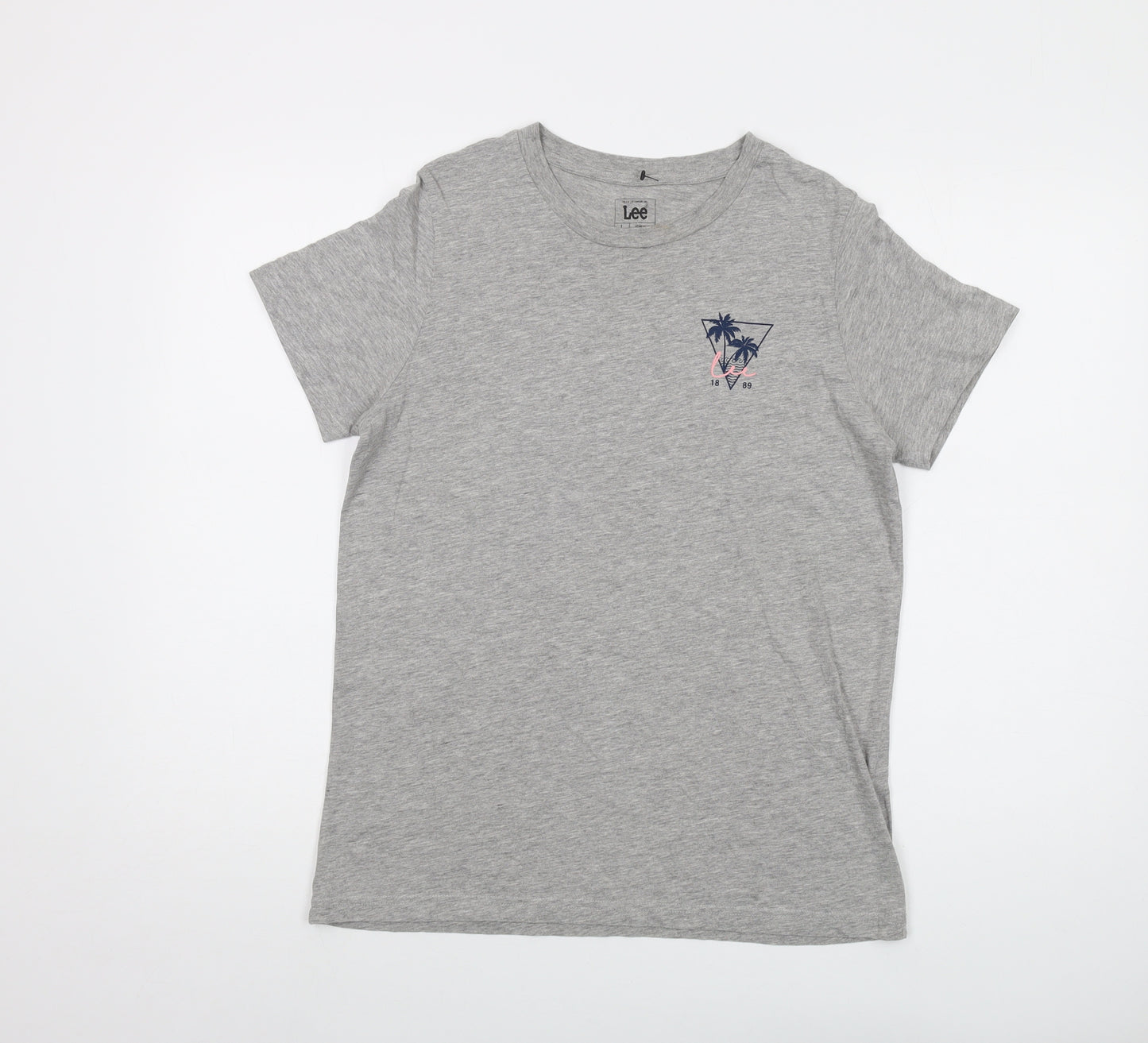 Lee Mens Grey Cotton T-Shirt Size L Crew Neck