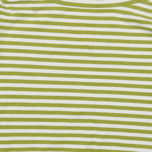 Hobbs Womens Green Round Neck Striped Cotton Pullover Jumper Size 10