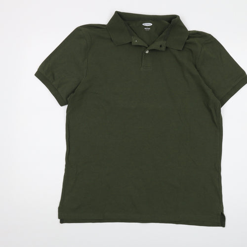 Old Navy Mens Green Cotton Polo Size L Collared Button