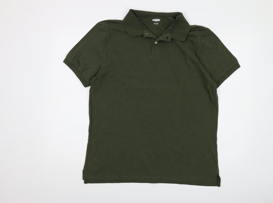 Old Navy Mens Green Cotton Polo Size L Collared Button