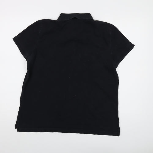 Tommy Hilfiger Womens Black Cotton Basic Polo Size XL Collared