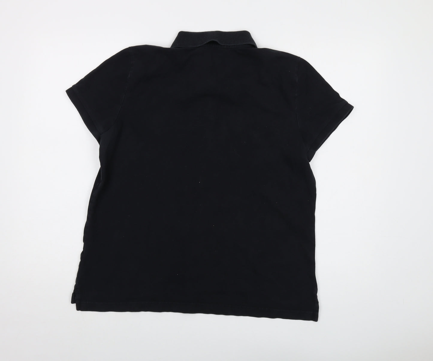 Tommy Hilfiger Womens Black Cotton Basic Polo Size XL Collared