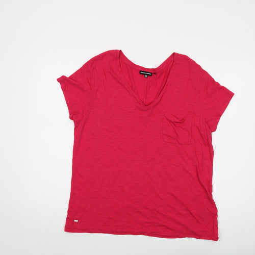 Superdry Womens Pink Cotton Basic T-Shirt Size 16 V-Neck