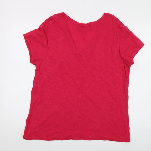 Superdry Womens Pink Cotton Basic T-Shirt Size 16 V-Neck