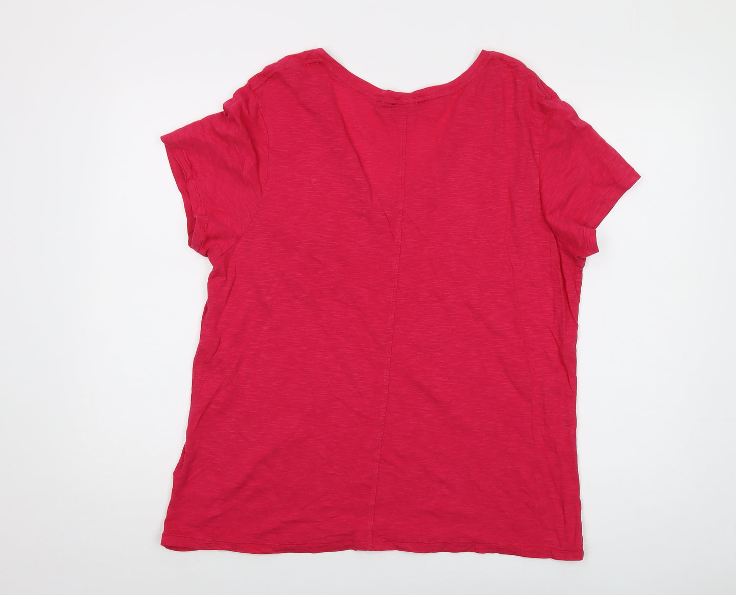 Superdry Womens Pink Cotton Basic T-Shirt Size 16 V-Neck