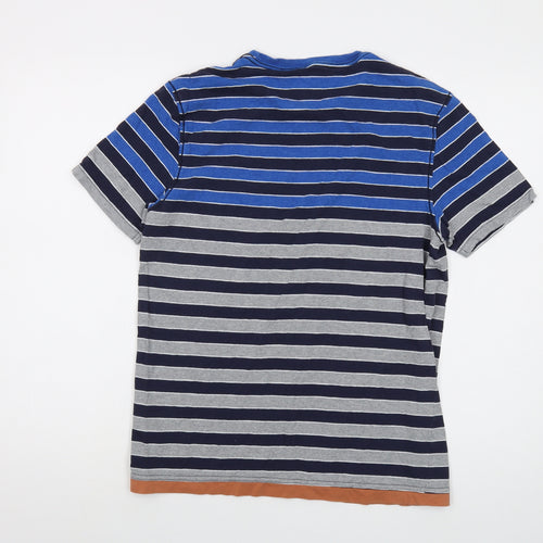 Fat Face Mens Black Striped Cotton T-Shirt Size S Crew Neck