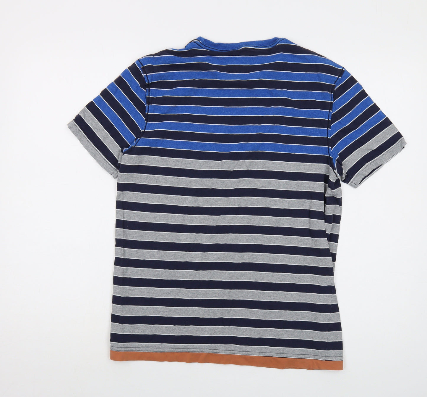 Fat Face Mens Black Striped Cotton T-Shirt Size S Crew Neck
