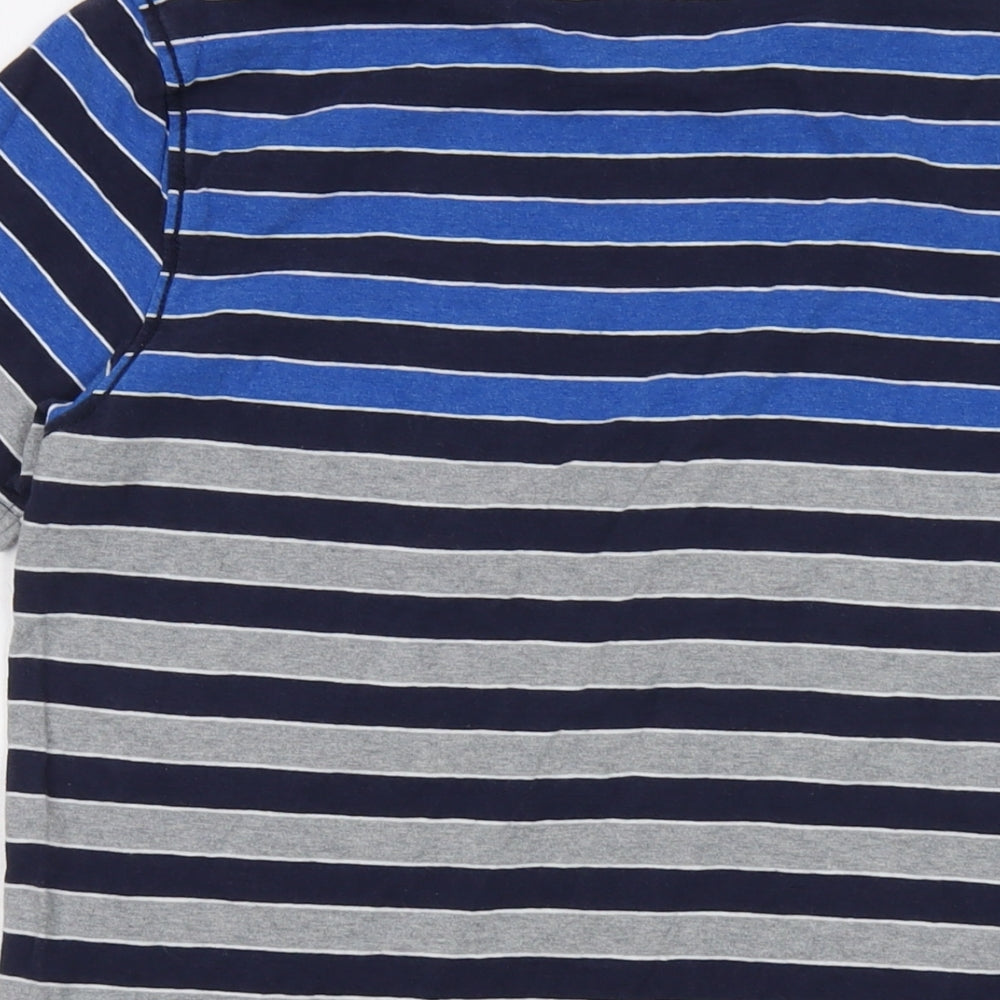 Fat Face Mens Black Striped Cotton T-Shirt Size S Crew Neck