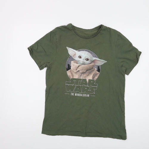 Star Wars Mens Green Cotton T-Shirt Size S Crew Neck - Yoda