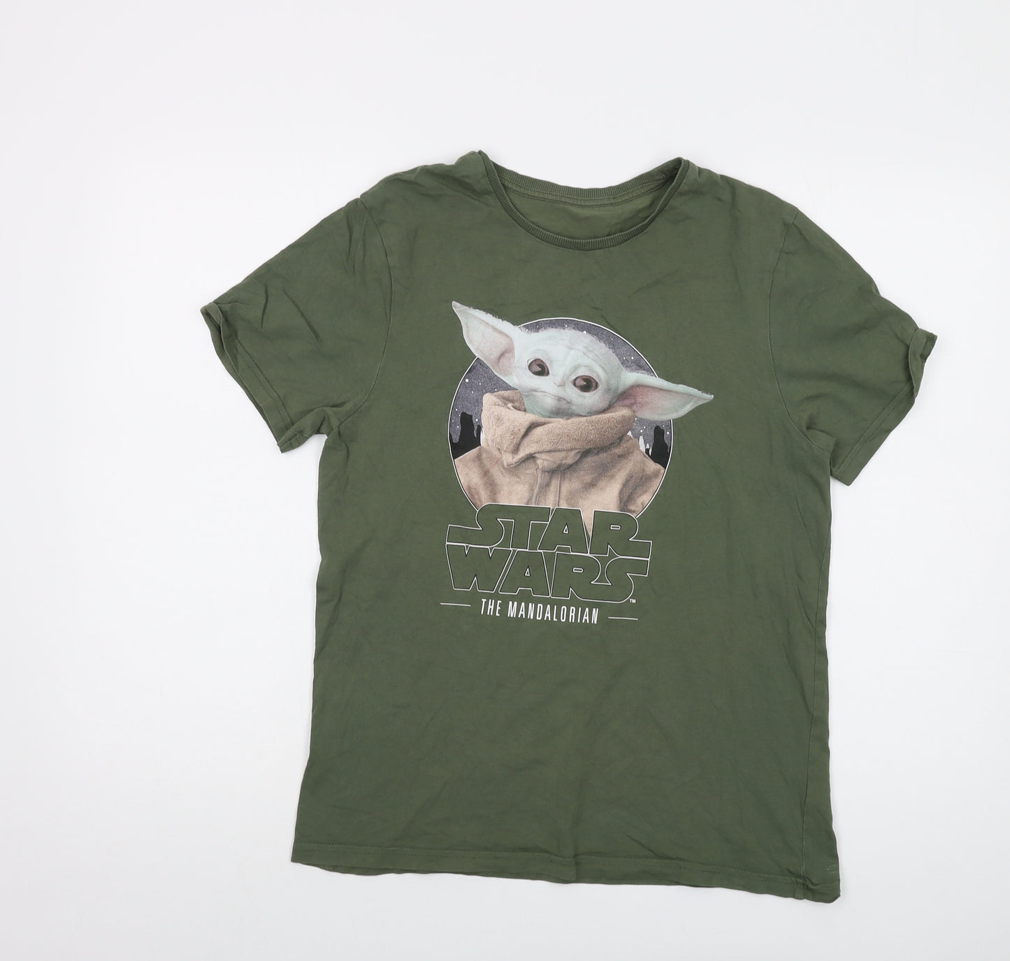 Star Wars Mens Green Cotton T-Shirt Size S Crew Neck - Yoda