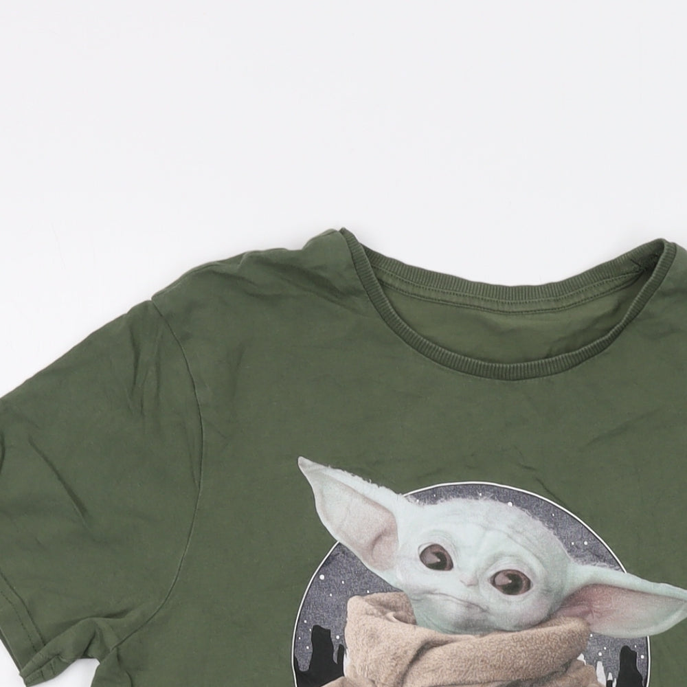 Star Wars Mens Green Cotton T-Shirt Size S Crew Neck - Yoda