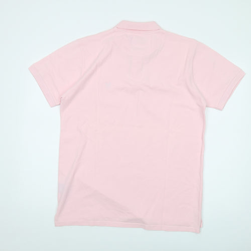 Crew Clothing Mens Pink Cotton Polo Size M Collared Button