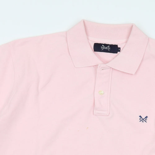 Crew Clothing Mens Pink Cotton Polo Size M Collared Button