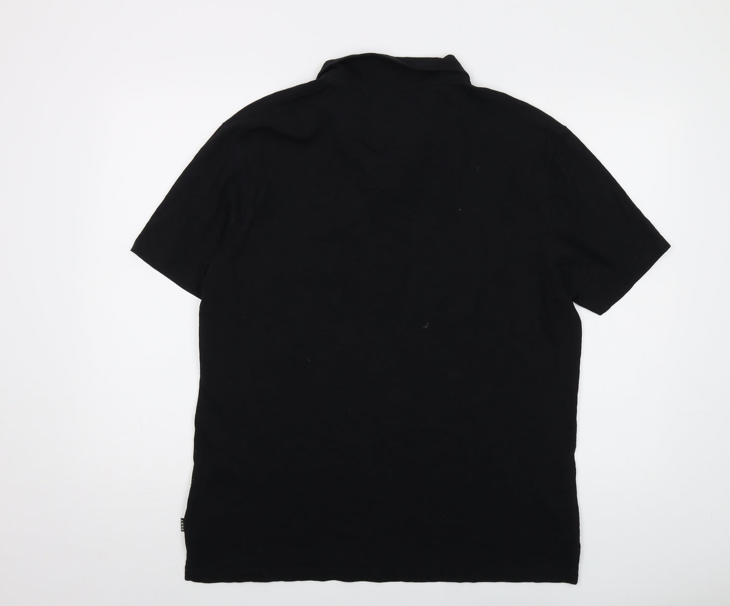 DKNY Mens Black Cotton Polo Size L Collared Pullover