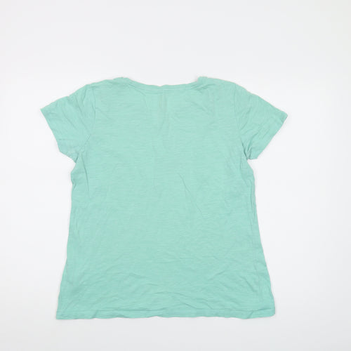 Thought Womens Green Cotton Basic T-Shirt Size 12 Round Neck