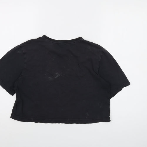 adidas Womens Grey Cotton Cropped T-Shirt Size S Crew Neck