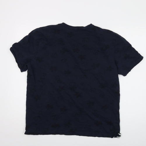 Ted Baker Mens Blue Geometric Cotton T-Shirt Size XL Crew Neck