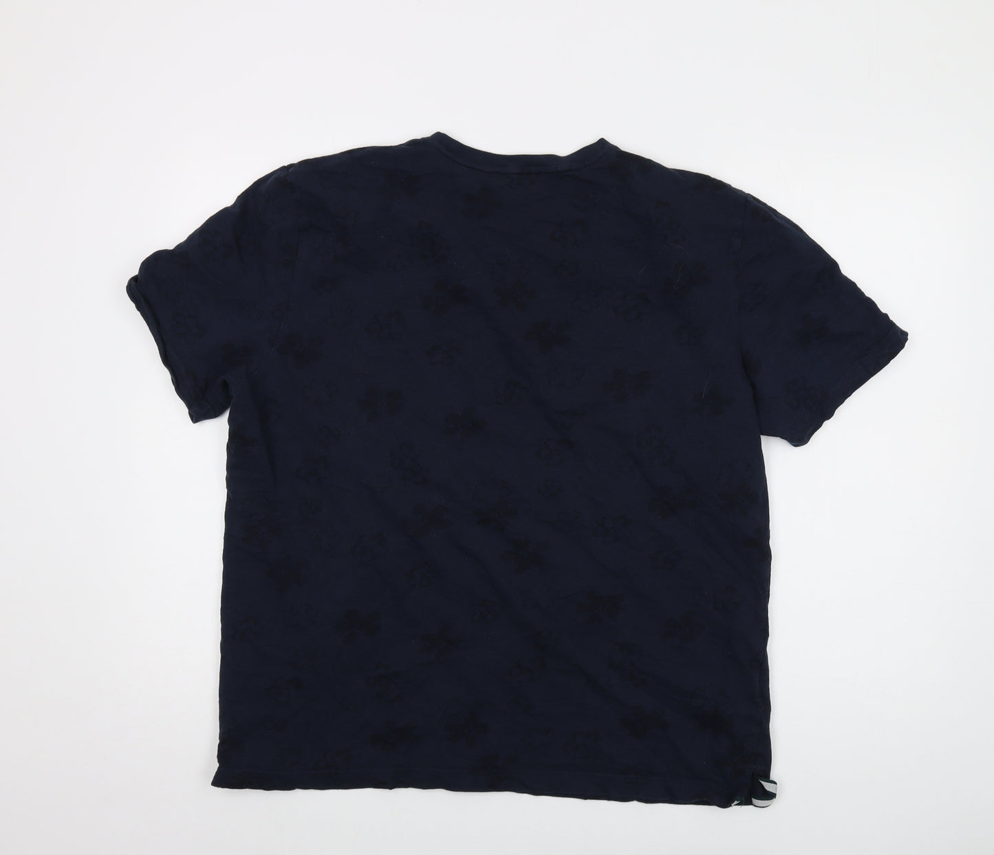 Ted Baker Mens Blue Geometric Cotton T-Shirt Size XL Crew Neck