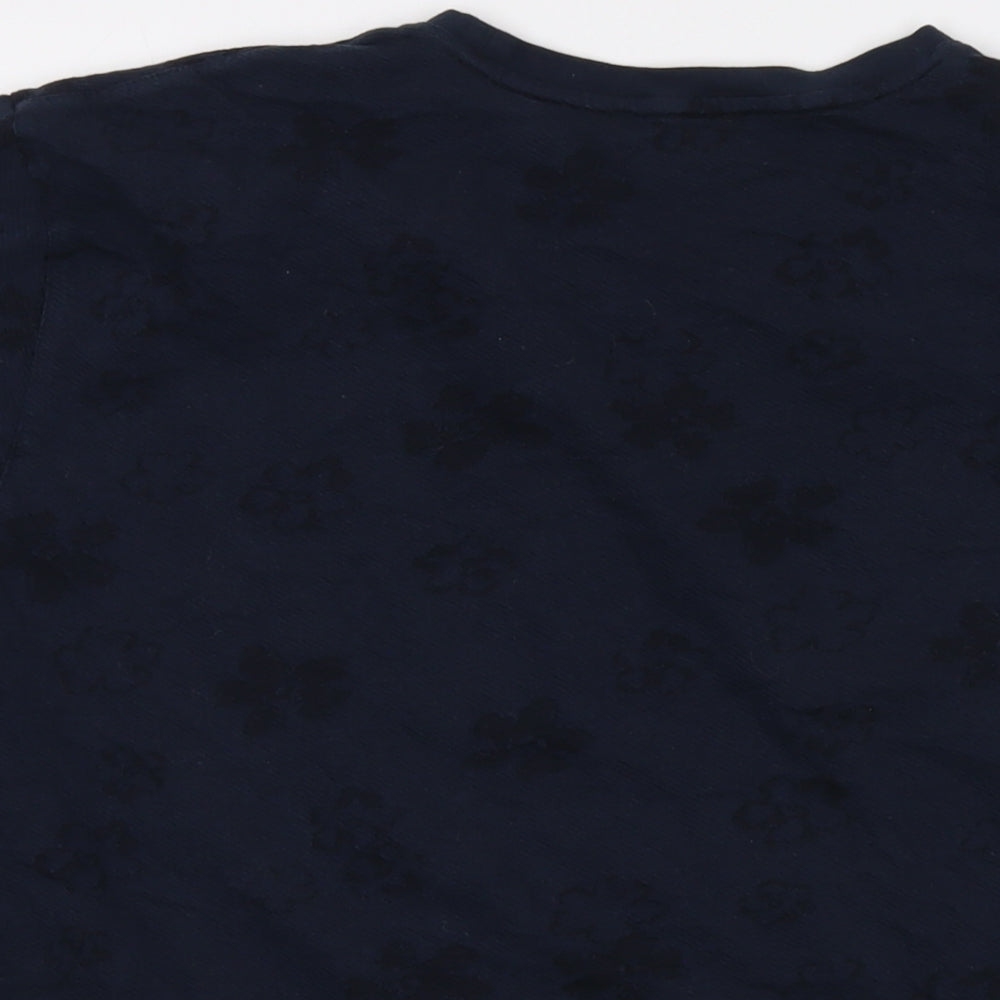 Ted Baker Mens Blue Geometric Cotton T-Shirt Size XL Crew Neck