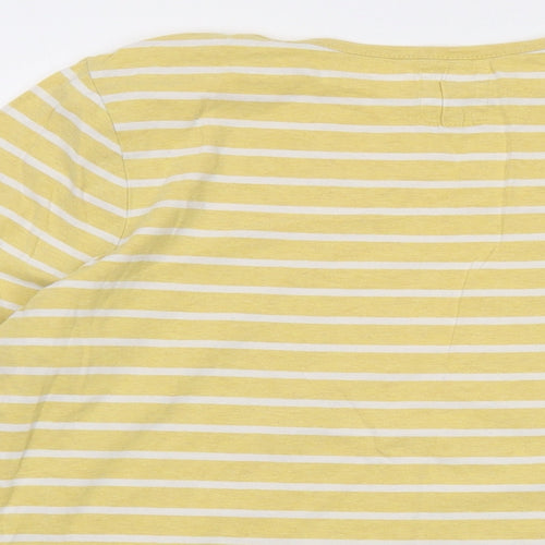 Fat Face Womens Yellow Striped Cotton Basic T-Shirt Size 14 Round Neck