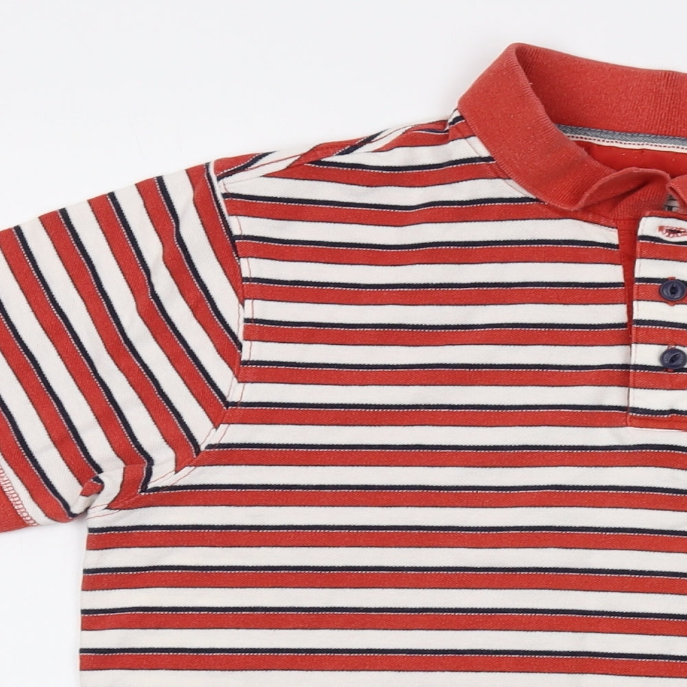 Jasper Conran Mens Red Striped Cotton Polo Size M Collared Button