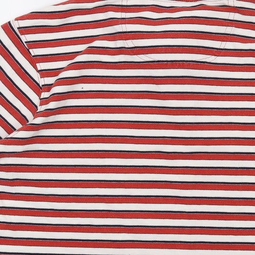 Jasper Conran Mens Red Striped Cotton Polo Size M Collared Button