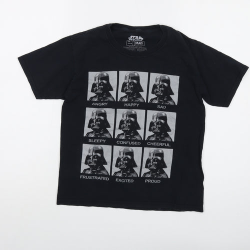 Star Wars Boys Black Cotton Basic T-Shirt Size M Crew Neck Pullover