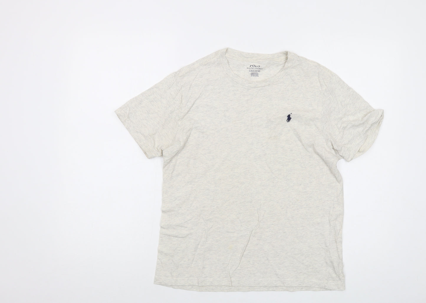 Polo Ralph Lauren Boys Grey Cotton Basic T-Shirt Size 14-15 Years Crew Neck Pullover