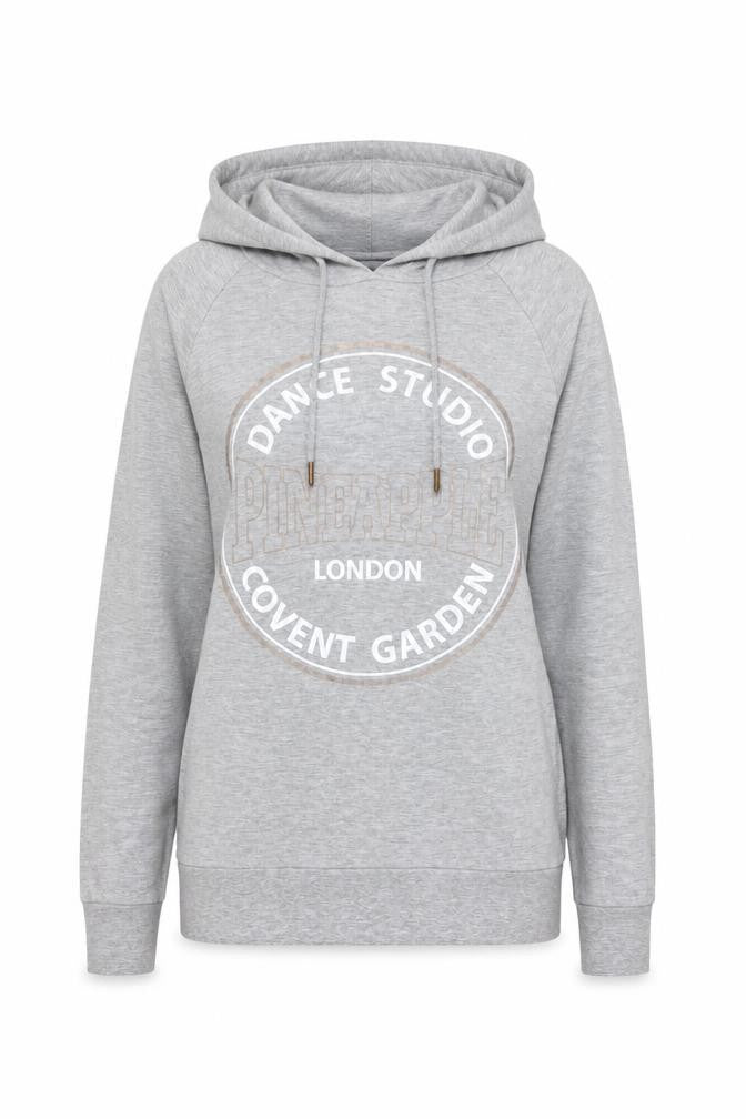 Front view of Pineapple women’s grey cotton pullover hoodie, size XS, pullover