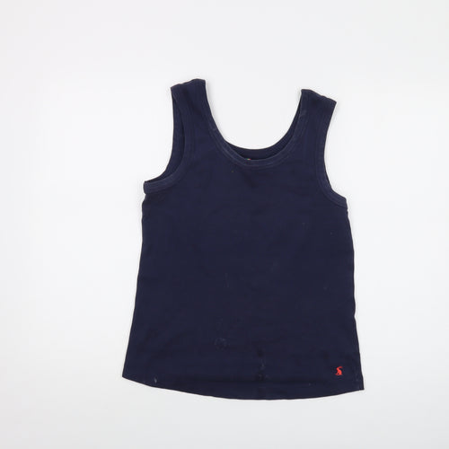 Joules Womens Blue Cotton Basic Tank Size 14 Round Neck