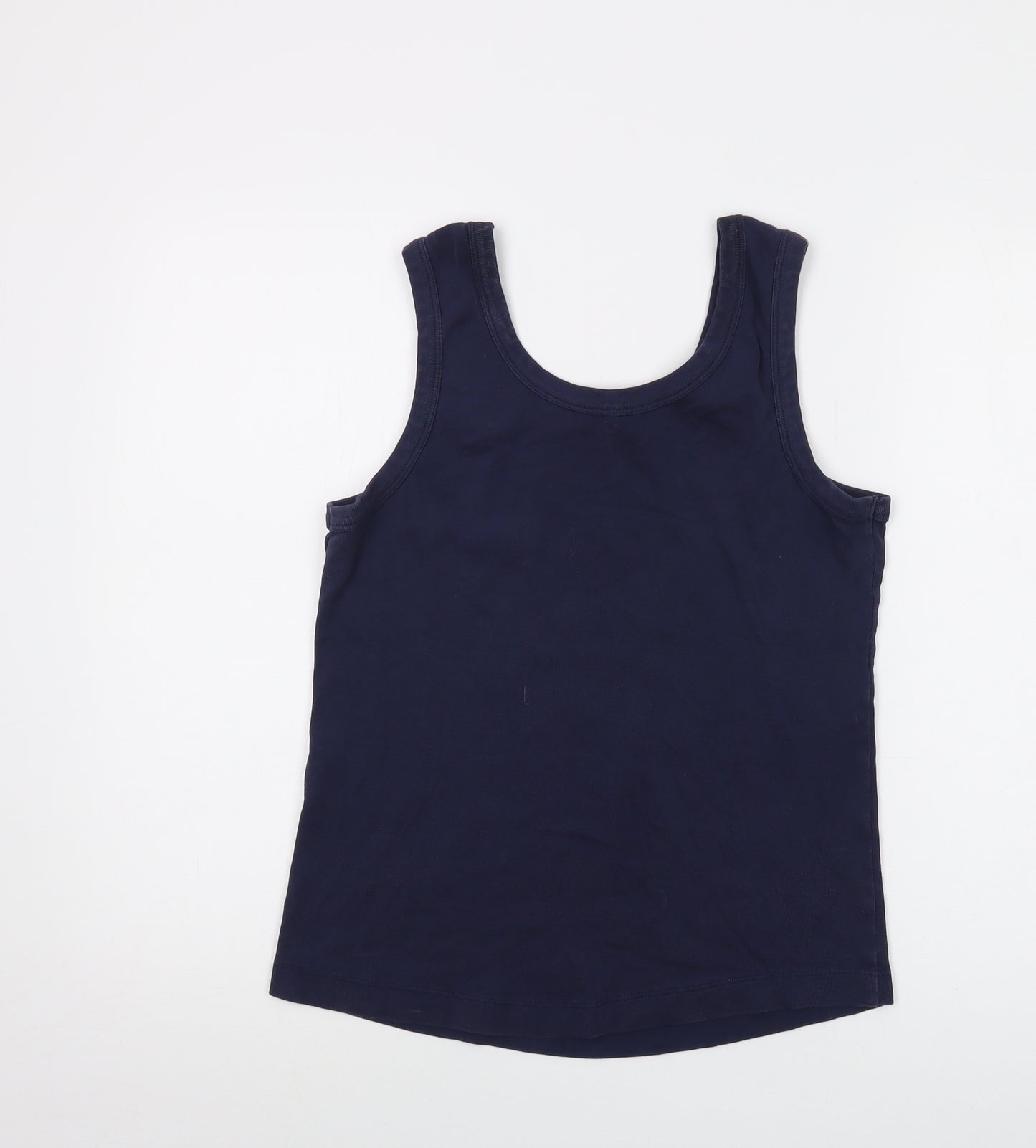 Joules Womens Blue Cotton Basic Tank Size 14 Round Neck