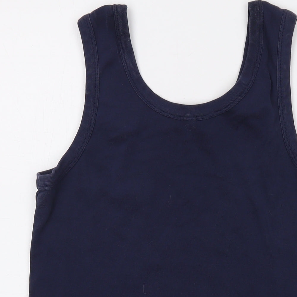 Joules Womens Blue Cotton Basic Tank Size 14 Round Neck