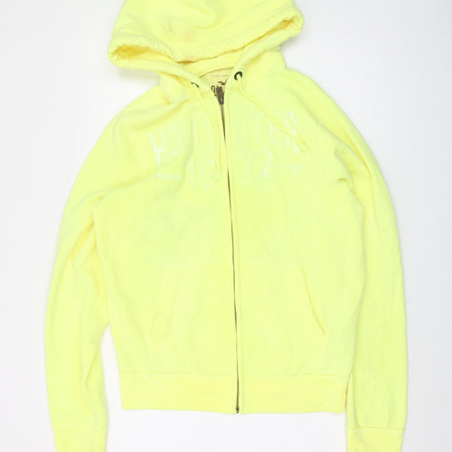 Hollister Mens Yellow Cotton Full Zip Hoodie Size M