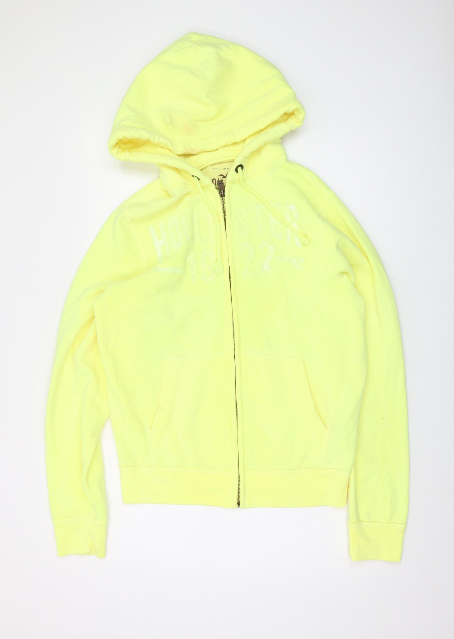 Hollister Mens Yellow Cotton Full Zip Hoodie Size M