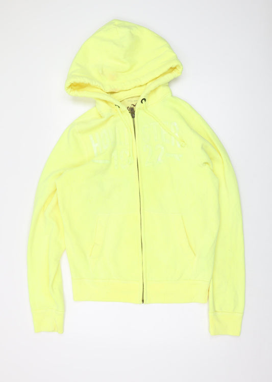 Hollister Mens Yellow Cotton Full Zip Hoodie Size M