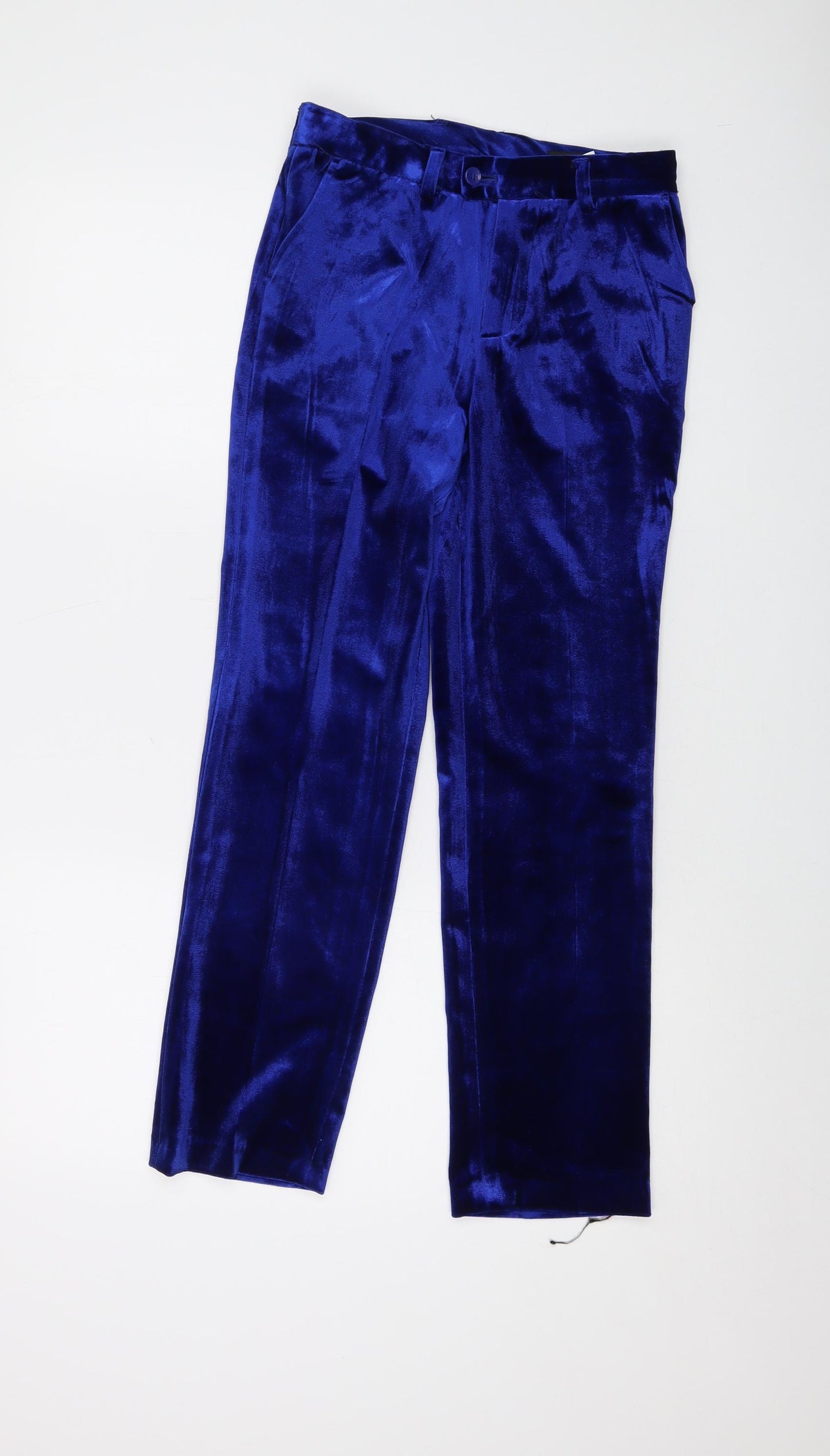 Romano Womens Blue Polyester Trousers Size 12 L25 in Regular Button