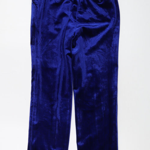 Romano Womens Blue Polyester Trousers Size 12 L25 in Regular Button