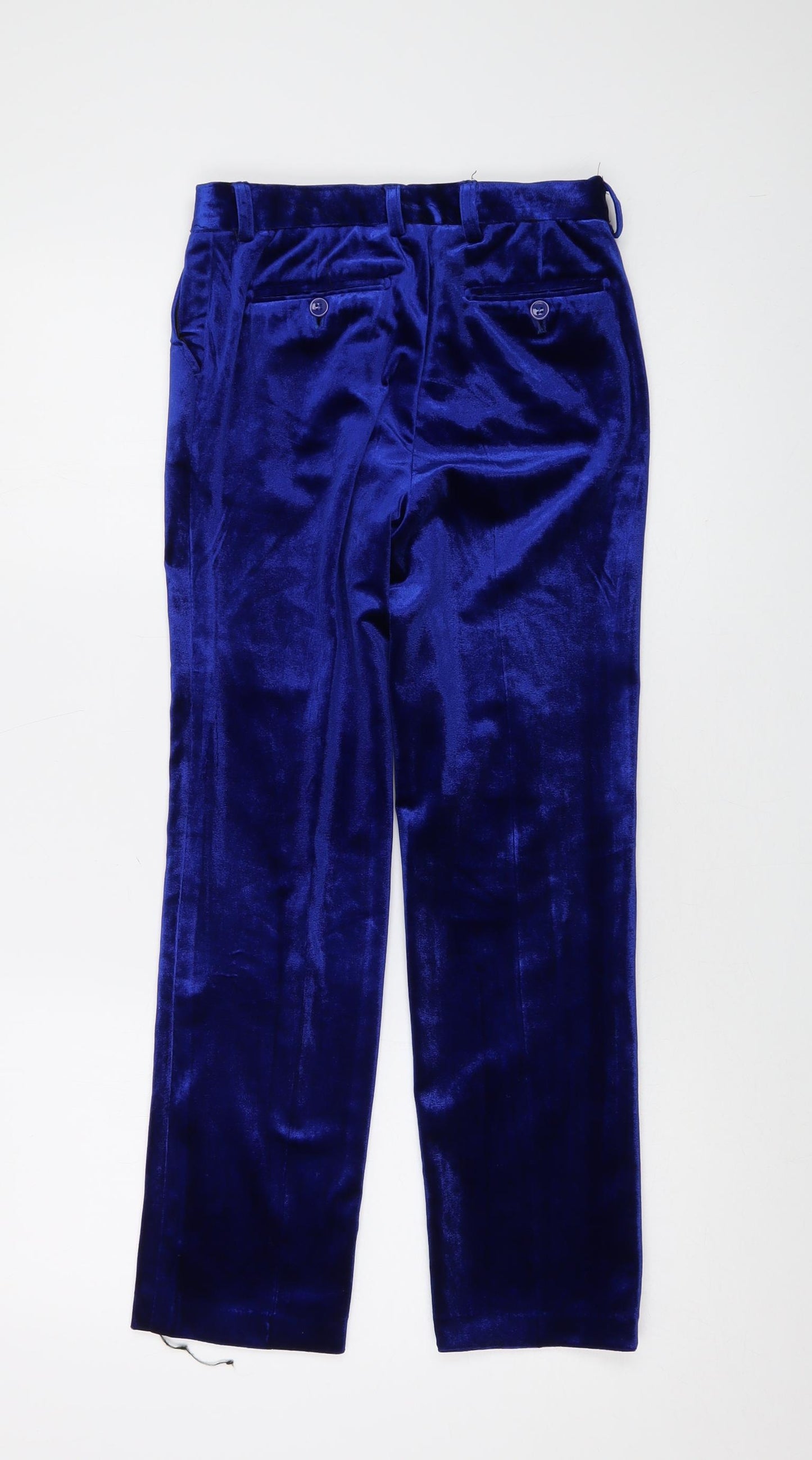 Romano Womens Blue Polyester Trousers Size 12 L25 in Regular Button