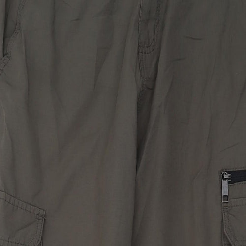 Lincoln Mens Green Cotton Cargo Trousers Size 36 in L31 in Regular Button