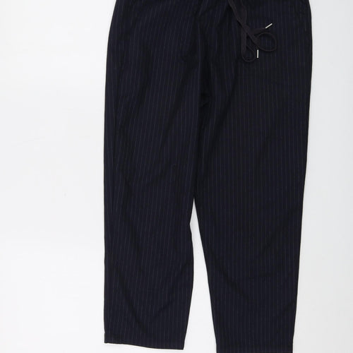 Gap Womens Blue Striped Polyester Trousers Size 4 L22 in Regular Drawstring