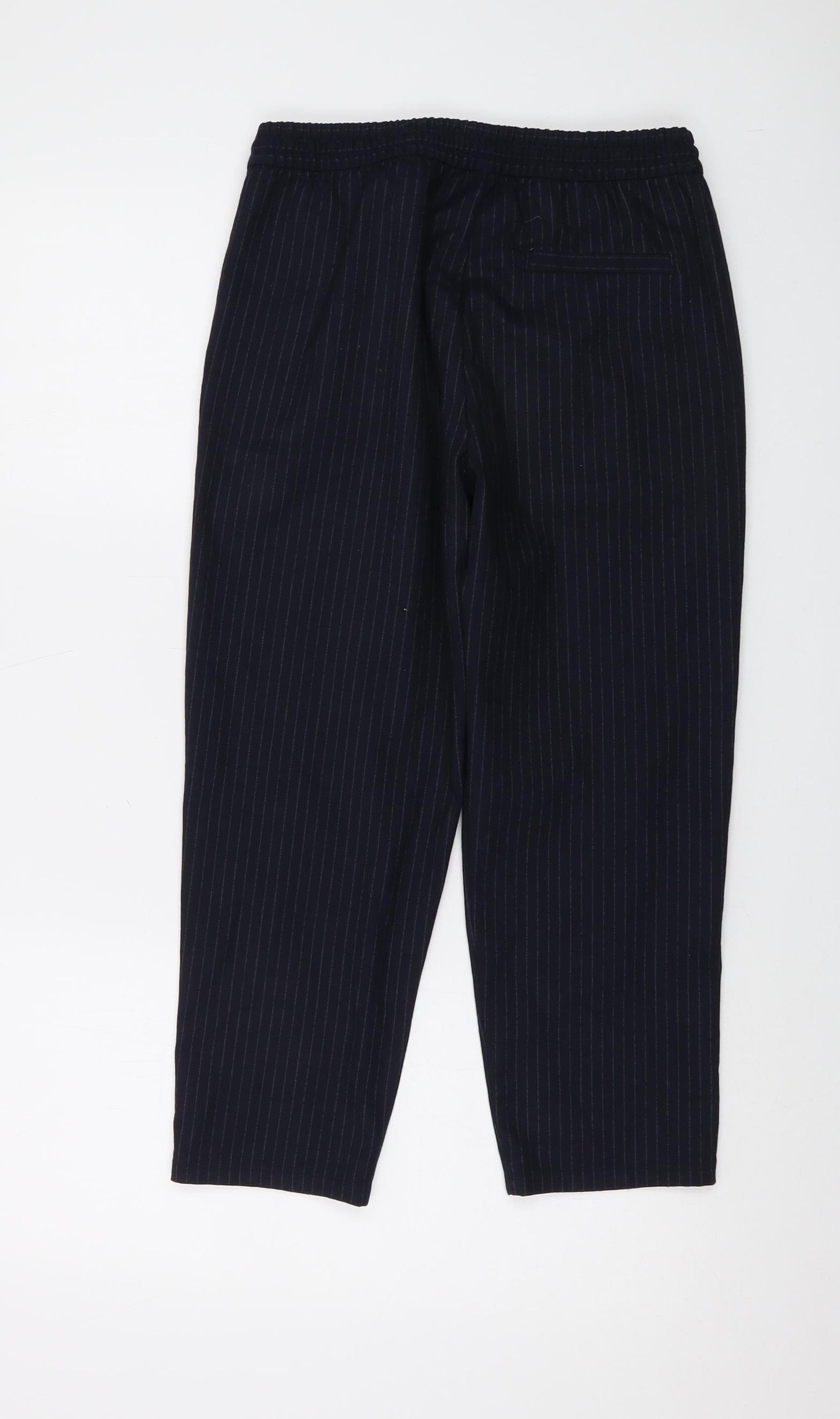 Gap Womens Blue Striped Polyester Trousers Size 4 L22 in Regular Drawstring