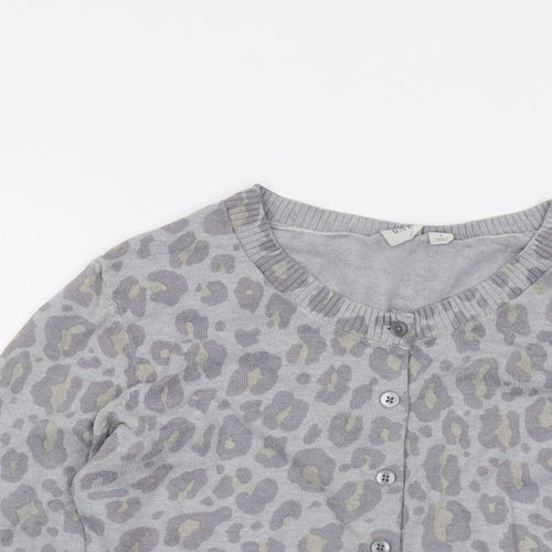 Gap Womens Grey Round Neck Animal Print Cotton Cardigan Jumper Size S